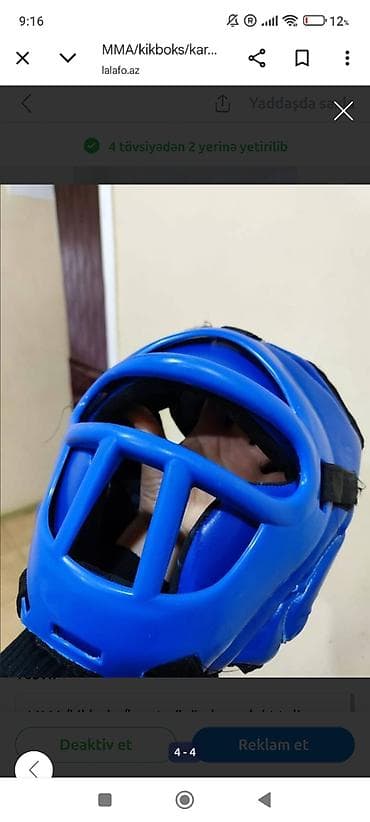 MMA/Kikboks/Karate üçün tam üz qoruyuculu başlıq - Rəng: mavi - Üz və