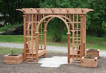 Bağ üçün dekorativ taxta pergola və arka kompleksi - Material