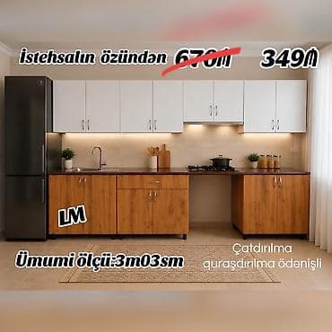 Mətbəx mebellərinin sifarişlə hazırlanması✔️ Ölçü : 3metr03sm☑️ üst — 2