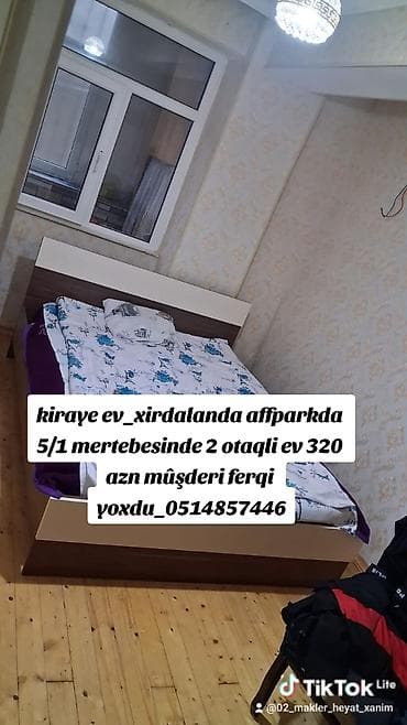 Kiraye ev_xirdalanda affparkda 5/1 mertebesinde 2 otaqli ev 320 azn