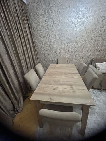 Masa və oturacaq dəstləri: Qonaq otağı üçün, Açılmayan, Dördbucaq masa, 6 stul — 2