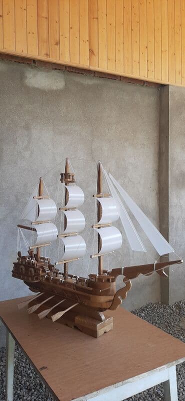 антикварные часы настенные: Taxta yelkənli gəmi maketi - Material: tamamilə ağacdan əl işidir; — 3