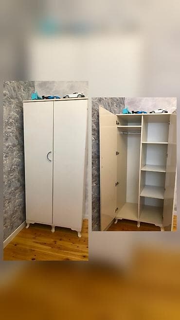 шкаф для комби в баку: 2 двери, Белый, Распашной, Прямой шкаф — 1