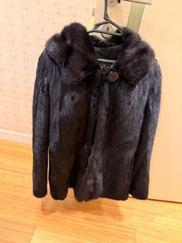 норковая шуба цена бишкек: Qara rəngli xəz palto - Klassik qısa model, düz siluet - Yumşaq, sıx — 2