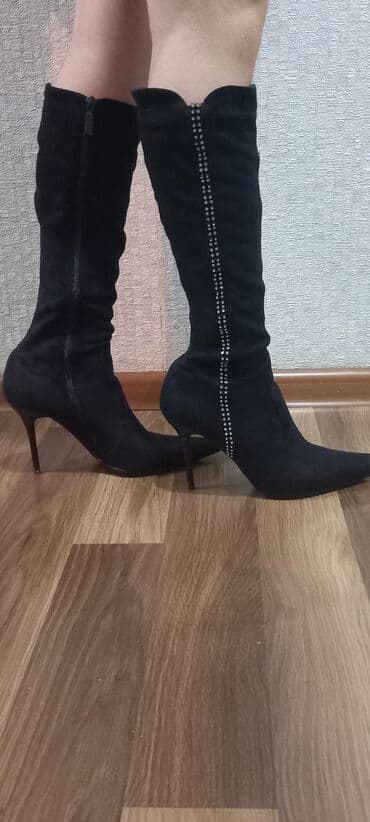 əsgər çəkməsi: Uzunboğaz, Ölçü: 40, rəng - Qara, İşlənmiş — 2