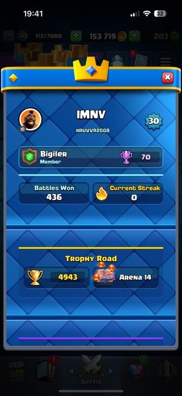 masaüstü futbol oyun seti: Clash Royale oyun hesabı - Kral səviyyəsi: 30 (912/7000 XP) - Kupa — 2