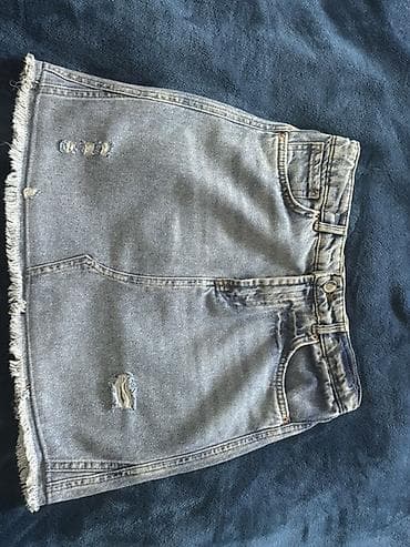 Denim mini yubka - Material: klassik denim (cins parça), azacıq