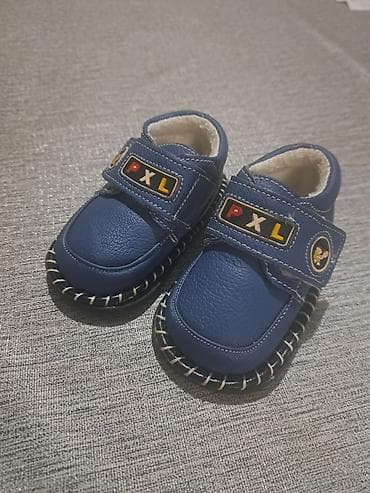 Uşaq üçün mavi mokasin tipli həqiqi dəri ayaqqabılar - Rəng: tünd — 1