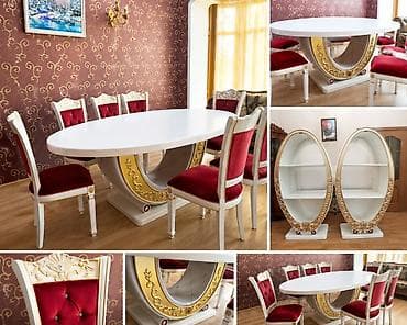 Qonaq otağı üçün, İşlənmiş, Açılmayan, Oval masa, 6 stul