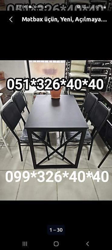 nabor açar: Mətbəx üçün, Yeni, Açılmayan, Dördbucaq masa, 4 stul — 4