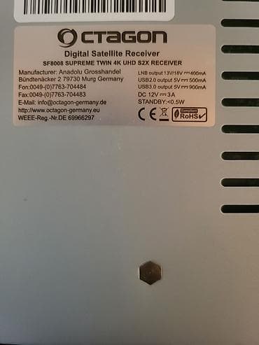 ТВ и видео: Octagon SF8008 Supreme 4K Ultra HD Enigma2 linux destekli temiz Alman — 2