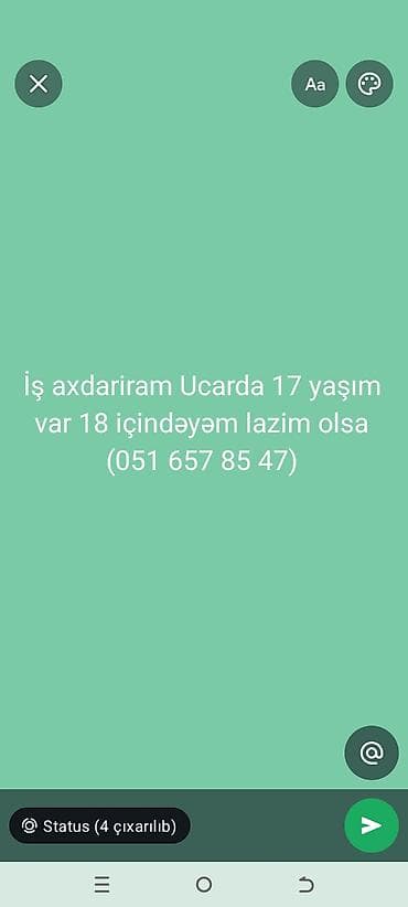 gunluk iş elanları bakı: Ucarda iş axtarıram. 17 yaşım var, 18 yaşa keçmək üzrəyəm. Müxtəlif — 1