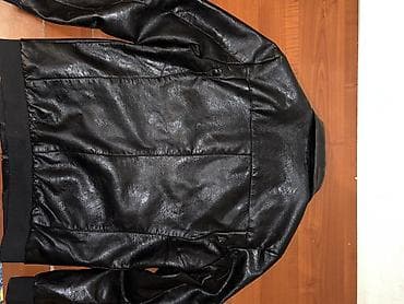 kişi godəkcələri: Qara kişi gödəkçəsi – süni dəridən - Klassik düz kəsim, çevik yaxalıq — 2