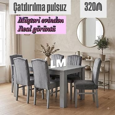 ucuz vitrin: Masa dəsti – Masa + 6 stul 💥 Masa (bağlı): 90 × 1.70 + 6 stul — 320 ₼ — 2
