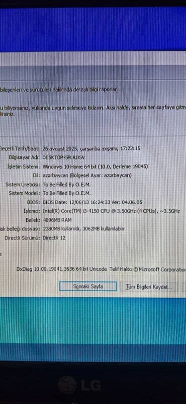 bmw 6 серия 630i mt: 2 ədəd harddisk videokart:Nvidia Geforce GT730 prosessor:Intel i3 4150 — 6