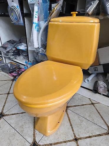 unutaz: Sarmaşık rəngli (xardal/sarı ton) keramik unitaz komplekti - — 1