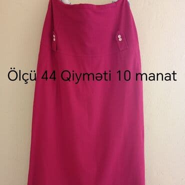 çəhrayı qadın ətəkləri: - Qadın yubkası - Rəng: narıncı-qırmızı/çəhrayı ton - Model: düz — 1