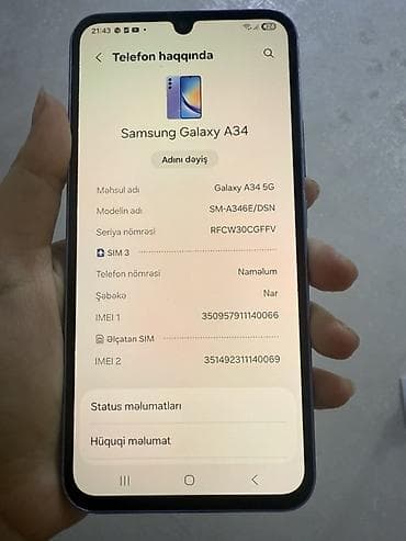 hard disk temiri: Samsung Galaxy A34 5G, rəng - Bənövşəyi, İki sim kartlı — 4