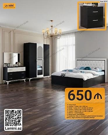 Yataq Dəsti – Kod: 2070 Komplektə daxildir: - Çarpayı: 1 ədəd, 160 × — 1