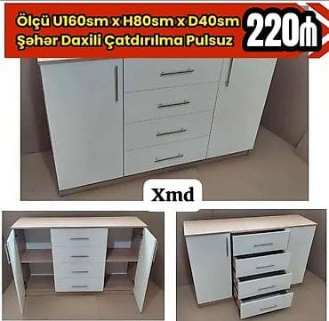 Ağ rəngli komod/dolab - Ölçü: U 160 sm x H 80 sm x D 40 sm - Ön