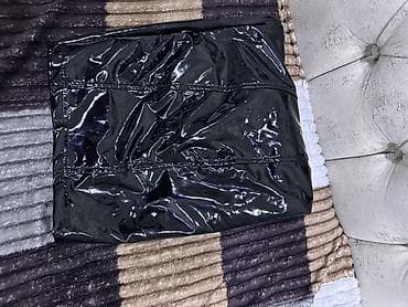deri mont: Qara laklı mini ətək - Material: parıltılı, lak effektli örtüklü süni — 1