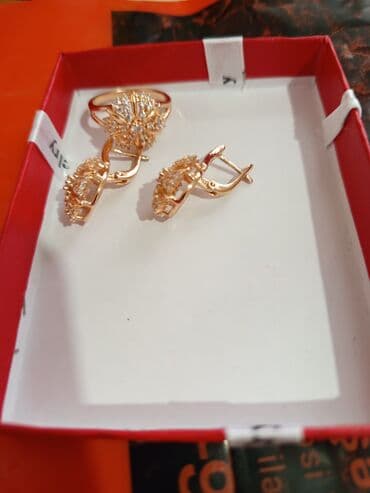 rus papağı: Üzük və sırğalar - Rəng: qızılı qirmizi rus qizili rengi rose gold - — 4