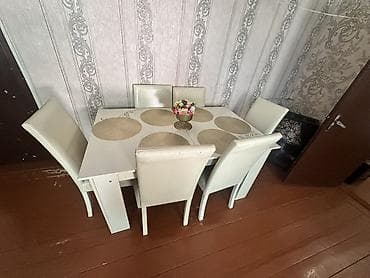 Mətbəx üçün, Açılmayan, Dördbucaq masa, 6 stul lalafo.az -da Mətbəx üçün, Açılmayan, Dördbucaq masa, 6 stul