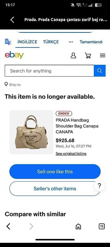 Çantalar: Prada Canapa model əl çantası. Zərif bej rəngdə təqdim olunan bu model — 2