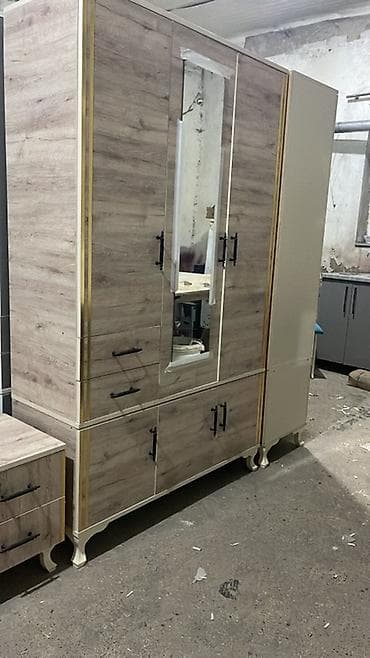 3 qapılı, Güzgülü, Ağ, Digər material, Açılan, Düz dolab — 5