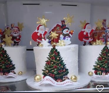 Un məmulatları: Yeni il temalı tortlar - Dekor: Şaxta baba, oyuncaq maral, şən kardan — 4