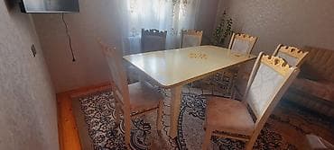 soba mebel ici: Qonaq otağı üçün, Açılmayan, Dördbucaq masa, 6 stul — 2