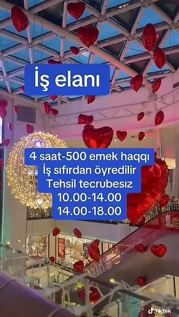 Xadimə tələb olunur, Aylıq ödəniş, İstənilən yaş, Təcrübəsiz