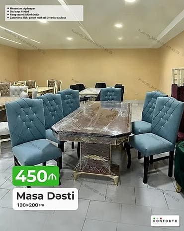 stol ustul: Masa Dəsti – 100×200 sm - Mexanizm: Açılmayan - Stul sayı: 6 ədəd - — 1