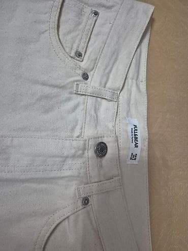 bagi şalvar: PULL&BEAR ağ (ekru) rəngli cins şalvar - Brend: PULL&BEAR - — 1