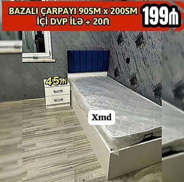 xalca 3 4: Bazalı tək nəfərlik çarpayı – ölçü: 90 sm x 200 sm. Yuxarıdan — 1