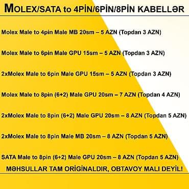 pulsuz iptv m3u: Kabellər "MOLEX/SATA to 4PİN/6PİN/8PİN Original" MƏHSULLAR TAM — 2