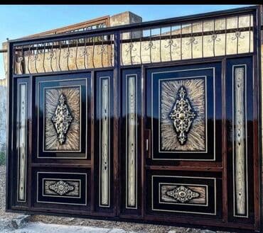 жер тошок: Железо Дворовые ворота, Распашные, 3 м, Механические, С дверью, цвет - Голубой, Нет кредита, Платная установка, Платная доставка — 25