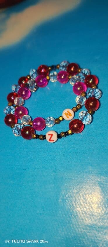 Uşaq üçün boncuk bilərziklər - Material: akril boncuklar, şəffaf