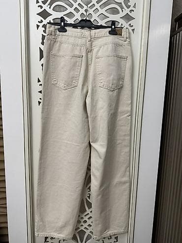 Cinslər: Bej rəngli düz kəsim cins şalvar - Rəng: açıq/bej - Material: klassik — 2