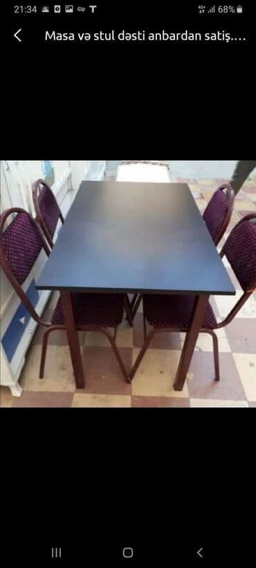 Masa və oturacaq dəstləri: Mətbəx üçün, Yeni, Açılan, Dördbucaq masa, 4 stul — 5