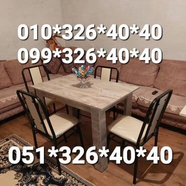 Masa və oturacaq dəstləri: Mətbəx üçün, Yeni, Açılmayan, Dördbucaq masa, 4 stul — 23