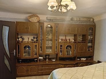 lepe: Qonaq otağı üçün iri divar vitrin dəsti - Material: ağac teksturalı — 1