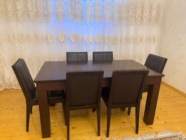 Masalar: Mətbəx üçün, Açılmayan, Dördbucaq masa, 6 stul — 1