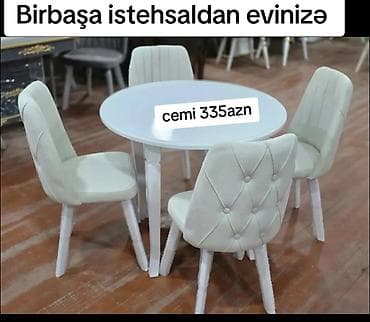 oturaca: Mətbəx üçün, Yeni, Açılmayan, Yumru masa, 4 stul — 1