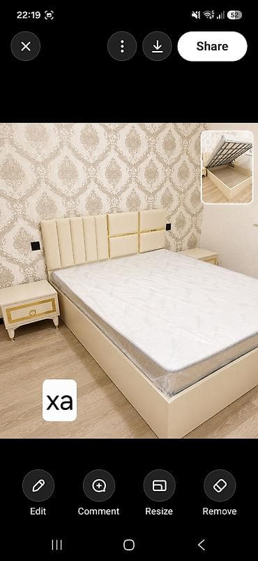 paneli: Krem rəngli iki nəfərlik çarpayı dəsti - Ölçü: təxmini 160x200 sm — 1