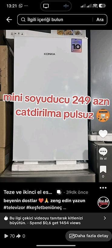 KONKA mini soyuducu - Kompakt ölçü: mətbəx, ofis, yataq otağı və