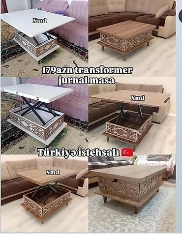 Dördbucaq masa, Transformer, Təkərsiz, Laminat, Türkiyə, Zəmanətsiz