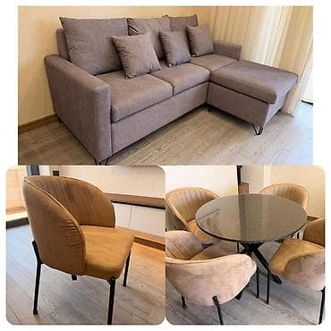 Künc divan və masa dəsti 4stulla. Satılır 650₼. Divan açılmır baza