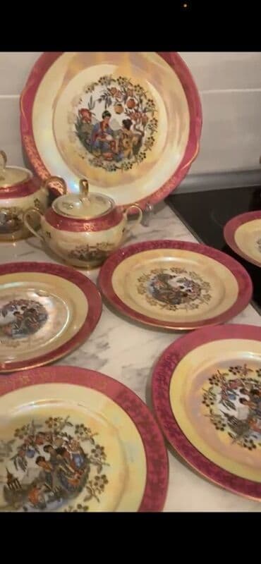 çay qaşığı: Çay dəsti, rəng - Qızılı, Farfor, 6 nəfərlik — 8