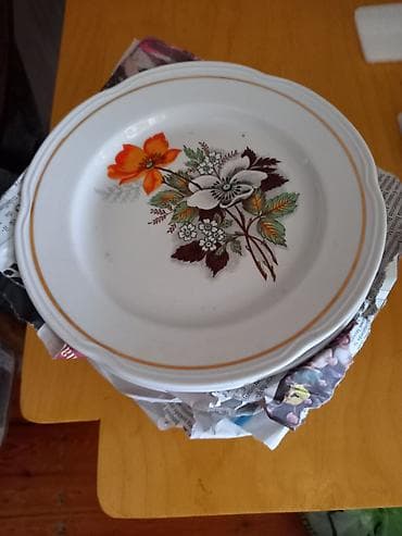 Boşqablar, 12 ədədli dəst, rəng - Ağ, Farfor, SSRİ